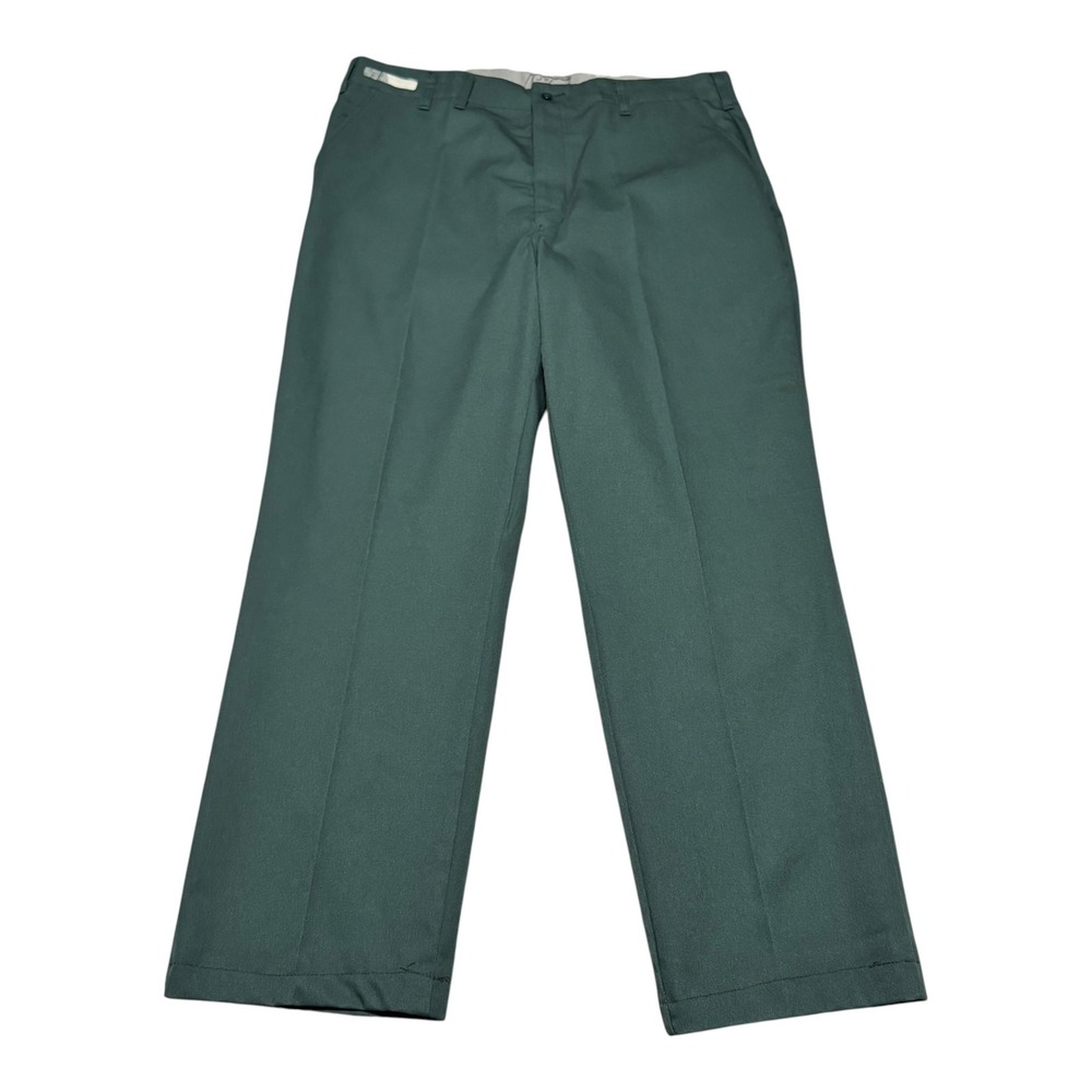 Vintage Red Kap Sta-Down Straight Leg Pleated Hunter Green Pants Mens 37x29 FLAW